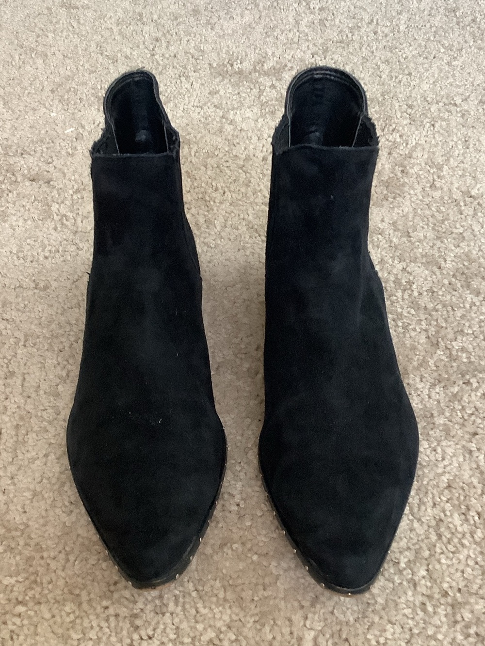 Rebecca Minkoff Black Chelsea SuedeAnkle Boots Studded Silver Trim Western
